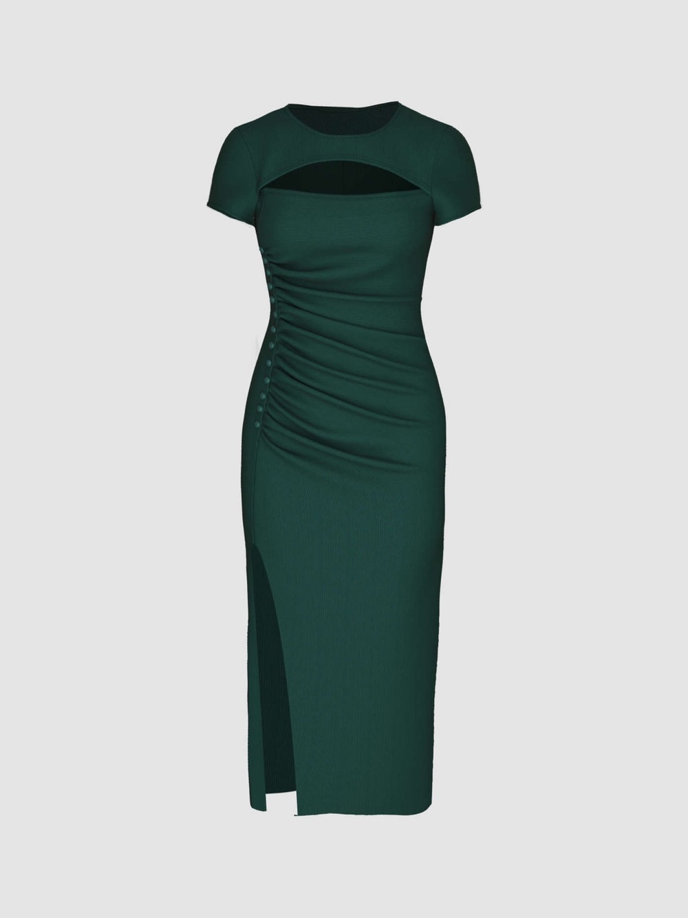 Cider Forest Green Cutout Midi Dress